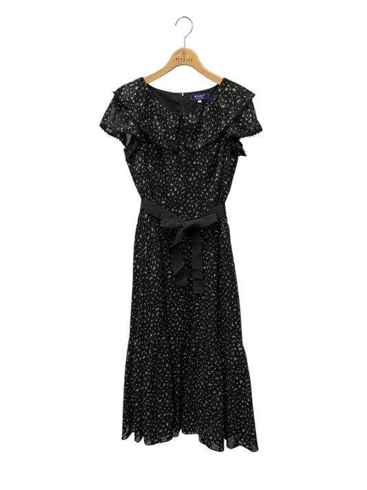 エムズグレイシー 211322 ワンピース 40 ブラック 衿付き フラワーモチーフ IT0MFG8M9JCC