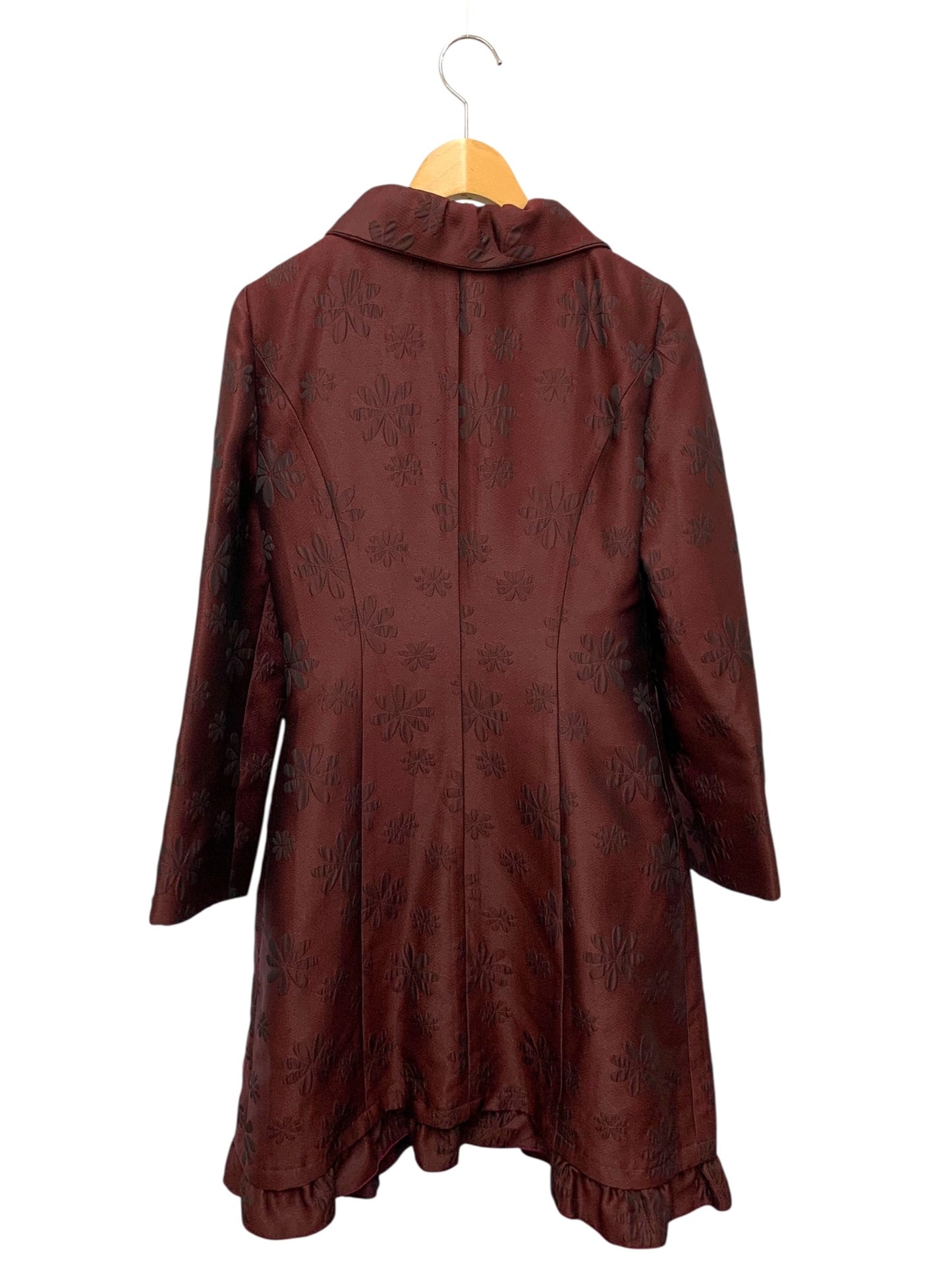 エムズグレイシー 229501 コート 38 ワインレッド 衿付き フラワーモチーフ ITCS3N4H9B0G