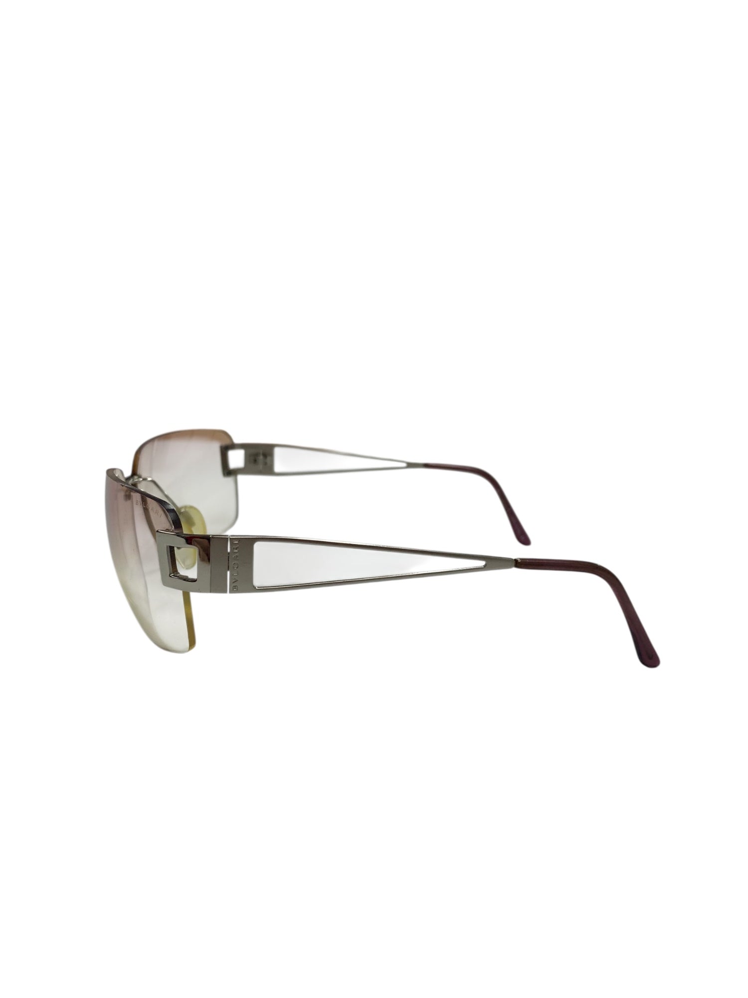 BVLGARI マットシルバー サングラス ミラー度入り　リムレス ブルガリ 621 102 サングラス シルバー メタルフレーム リムレス（フチ