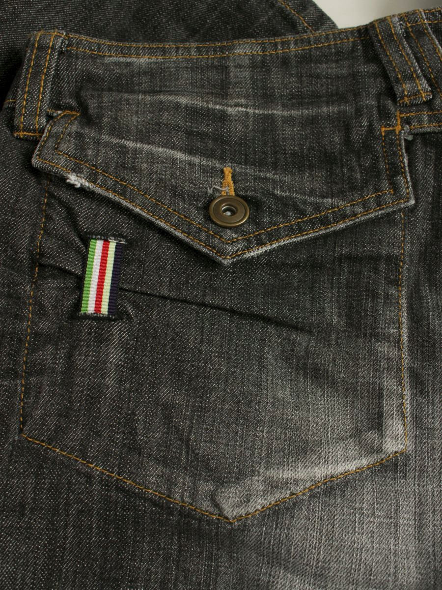 アルベロベロ 118481 デニムパンツ M ブラック ダメージ加工 クロップド ITF2N3GAJQPS