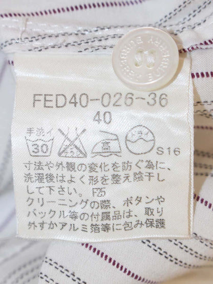 バーバリーロンドン エクエストリアン・ナイト FED40-026-36 シャツ 40 ホワイト ストライブ 七分袖 ITALHSA2HCDL