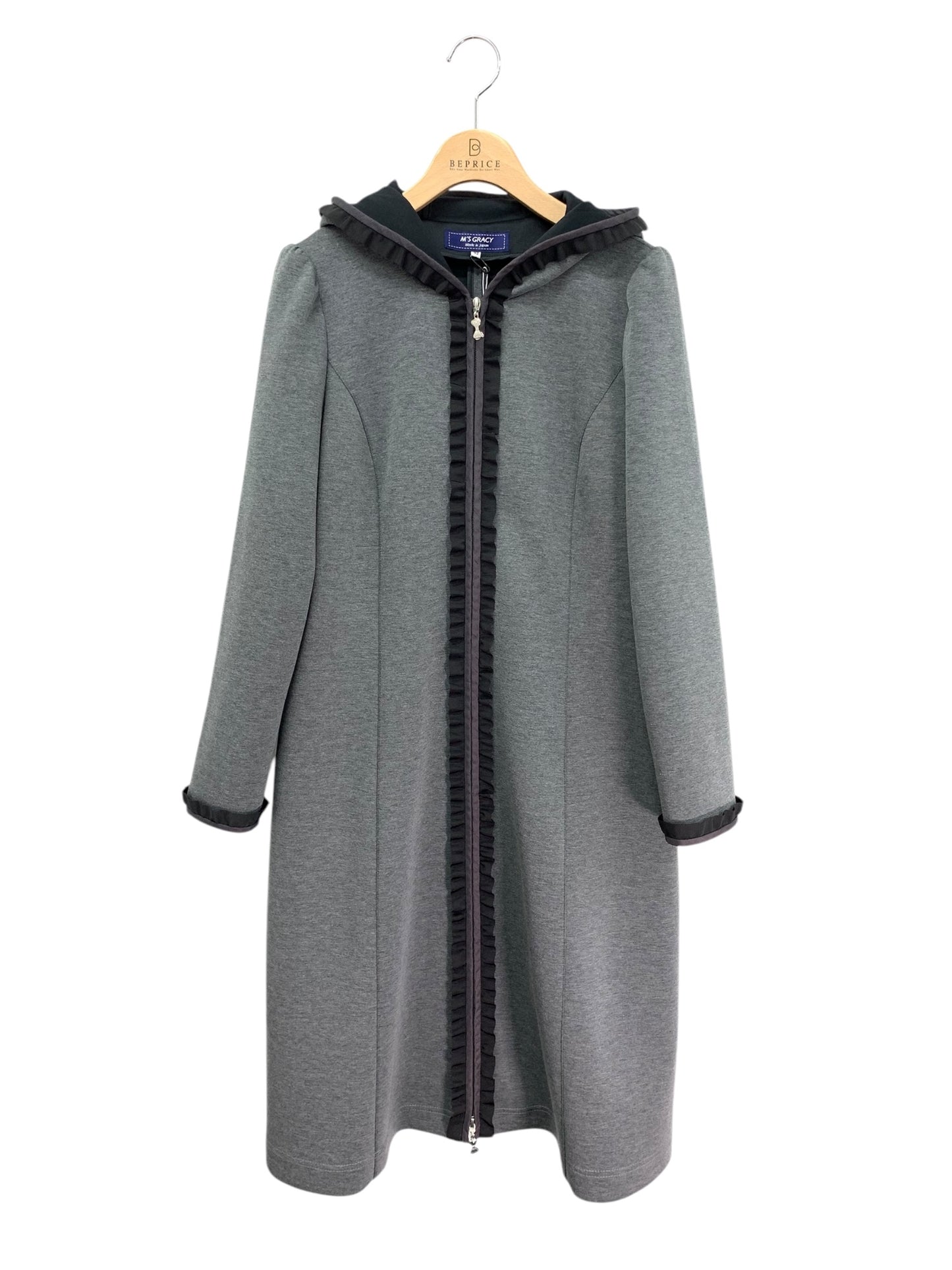 エムズグレイシー 111524 コート 42 グレー フード フリル ITRPH87QPVVA