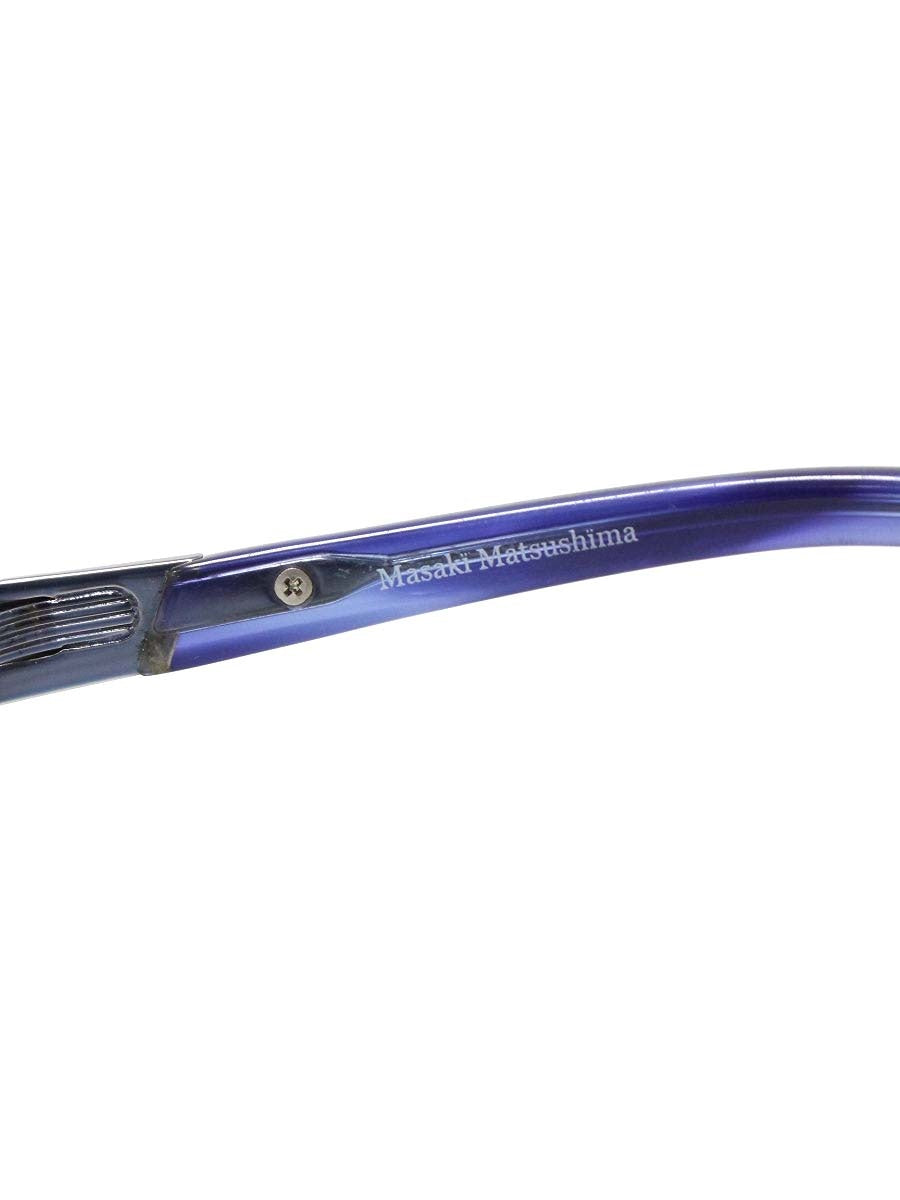 マサキマツシマ MF-1265 メガネ ブルー メタルフレーム ハーフリム（ナイロール）スクエア ITJNFTES9F0I