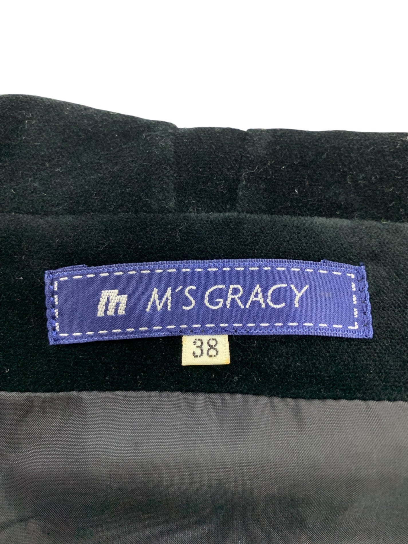 エムズグレイシー 629505 コート 38 ブラック 衿付き ステンカラー ベロア ITU2NU8FZJTI 【SALE】