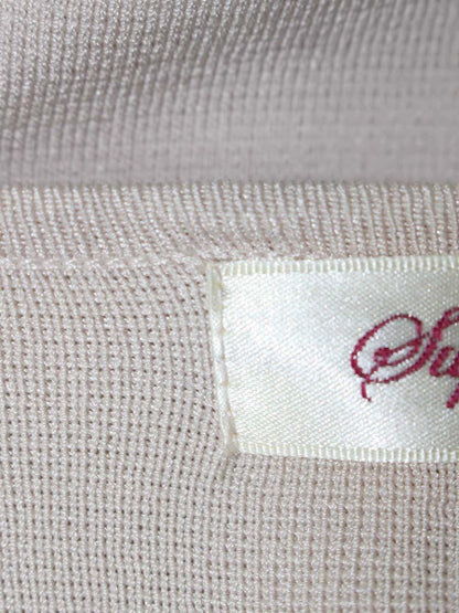 スーパービューティー カーディガン 40 ベージュピンク フラワーモチーフ ビジュー ITYOYDVUXWOG