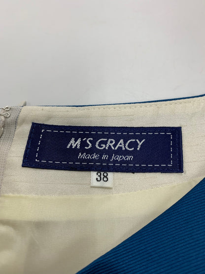 エムズグレイシー 011509 ワンピース 38 ブルー ベルト IT72DVFN3ITW