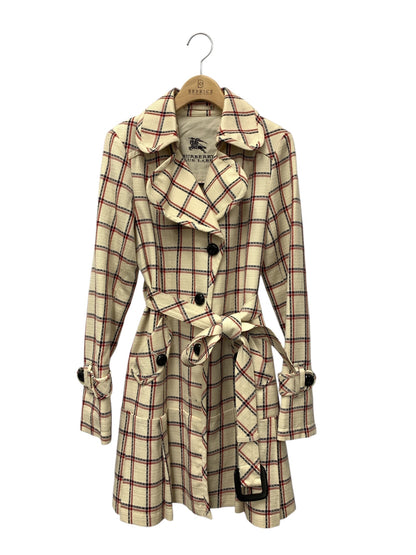 バーバリーブルーレーベル E1A22-544-03 コート 38 アイボリー チェック コットン IT3CLFX1WKK8