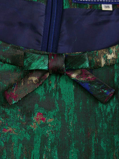 エムズグレイシー 011516 ワンピース 38 グリーン 絵画調 リボン ITGH6E2EPSPO