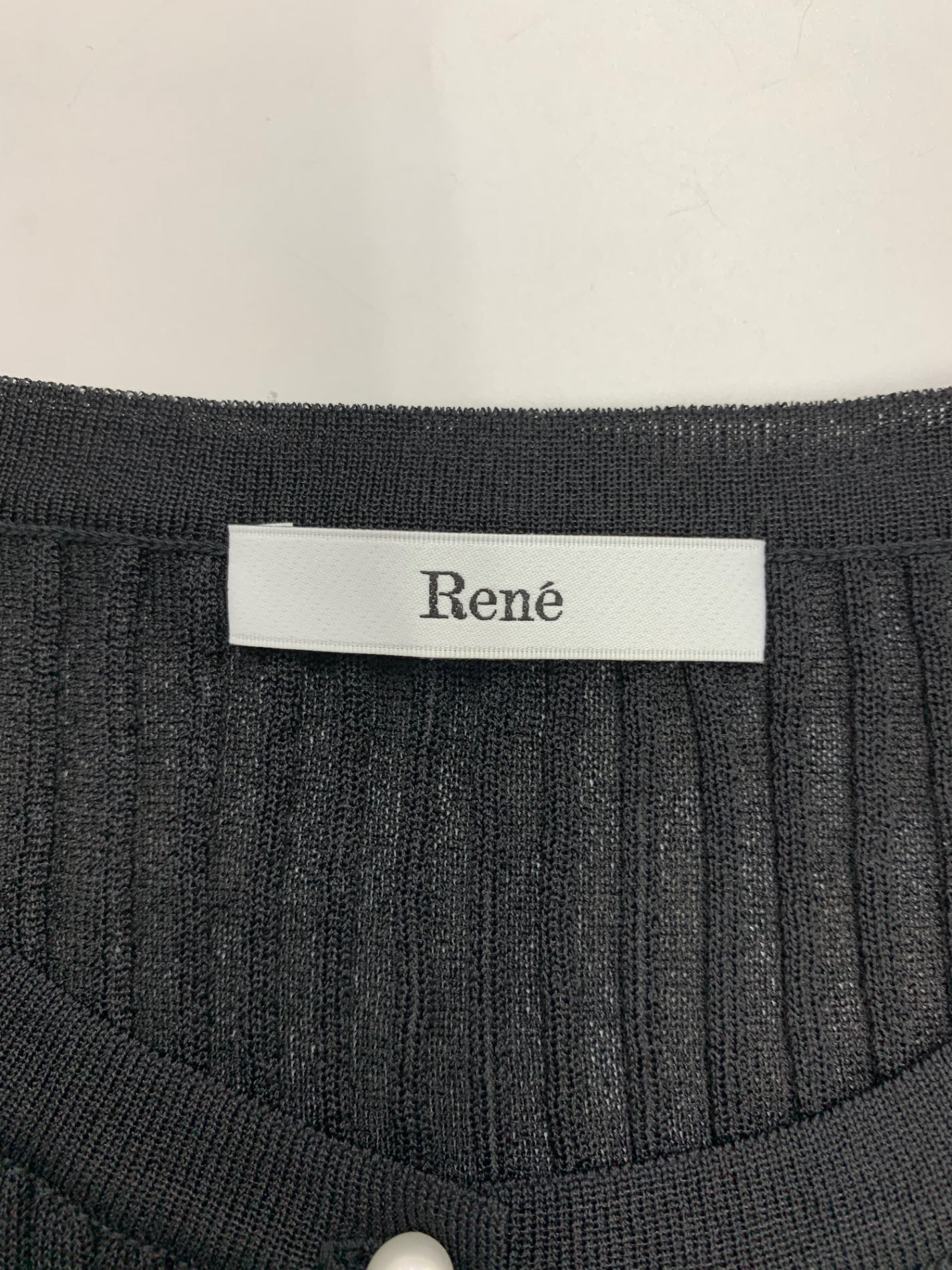 ルネ 6512830 カーディガン 38 ブラック リブ パールボタン ITLIBURV0U30