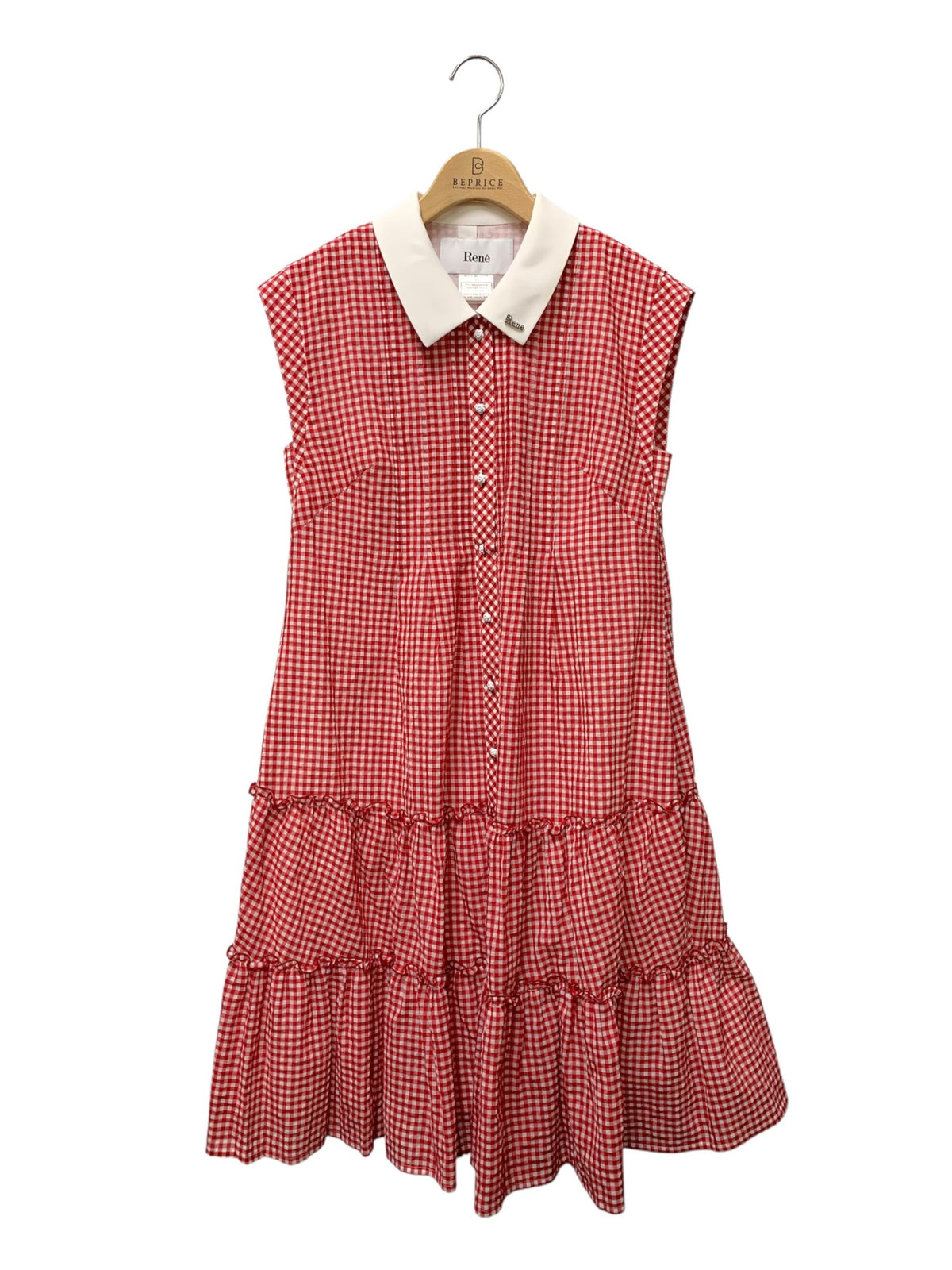 ルネ 6326040 ワンピース 34 レッド ギンガムチェック フロントボタン IT5003JEGH4E