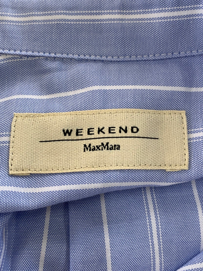 ウィークエンドマックスマーラ 511601236 シャツ 40 ブルー ストライブ ワンポイント バタフライ ITEHGWXQTVYI