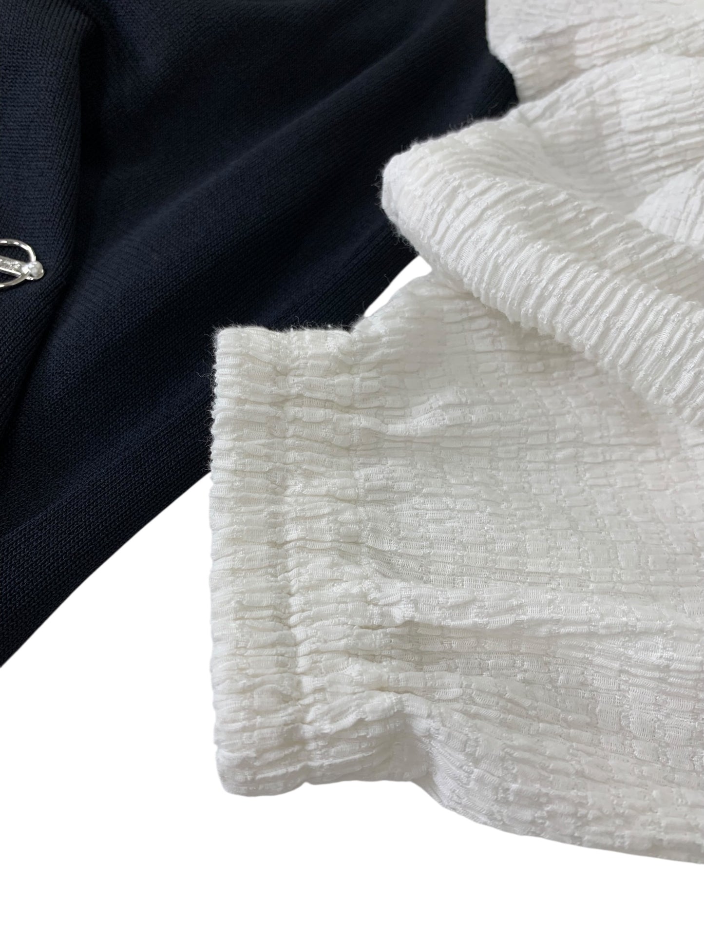 ルネ 6412120 ワンピース 34 ブラック ロゴプレート パール 異素材ミックス IT4FDRSEF222