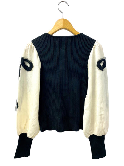 エムズグレイシー 418623 カーディガン 38 ブラック リボン オーガンジー パフスリーブ IT7YJZDWCD72