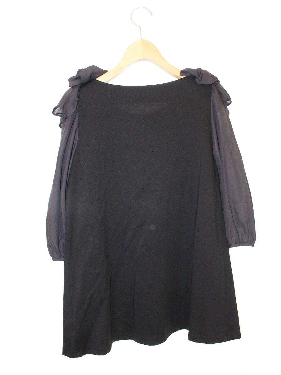 エムズグレイシー 015111 Tシャツ カットソー 38 ブラック オーガンジー ITG55Y7NV6SN