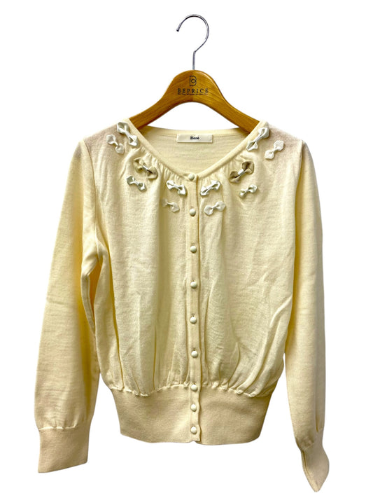 ルネ 6532730 カーディガン 38 アイボリー リボンモチーフ リブ ITCSEXB07EMS