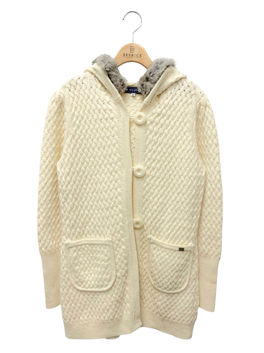 エムズグレイシー 328551 カーディガン 40 アイボリー ニット ファー フード IT62P9MA0PO0