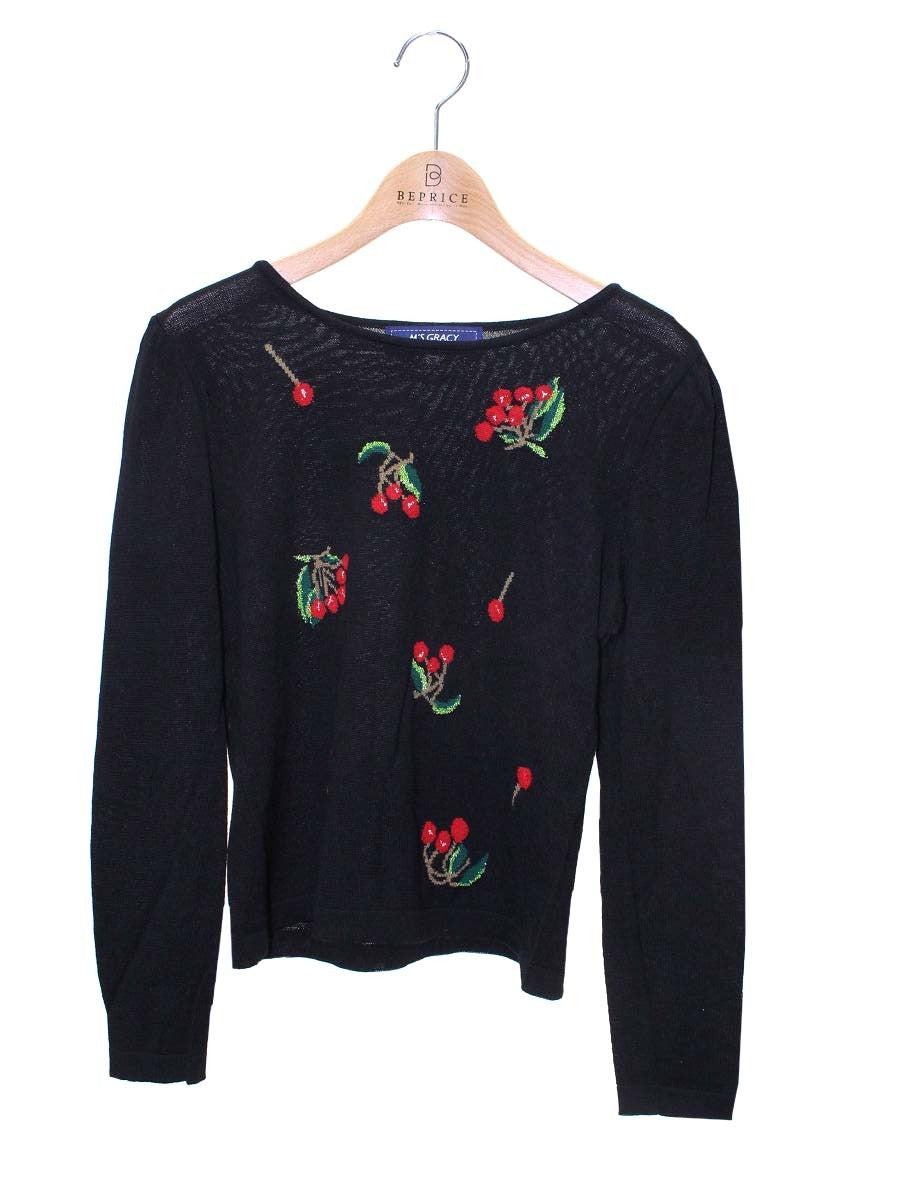 エムズグレイシー Cherry Knit 818573 ニット セーター 38 ブラック ITT96JTBTJMY