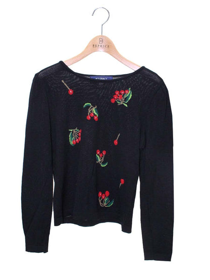 エムズグレイシー Cherry Knit 818573 ニット セーター 38 ブラック ITT96JTBTJMY