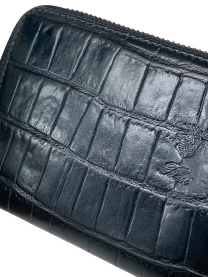 フェリージ 長財布 ブラック クロコ 型押し ジップ ITC6ZQ1QVCO0