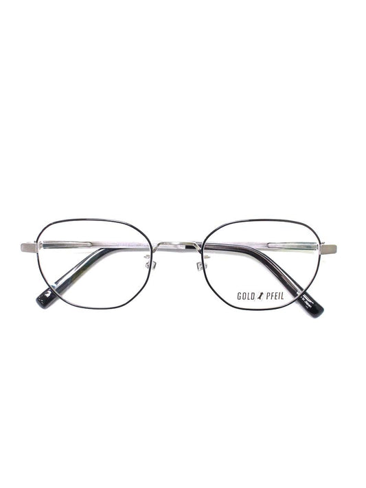ゴールドファイル GPE-5025 メガネ ブラック/シルバー メタルフレーム フルリム オクタゴンシェイプ ITLY10KZ7BDE