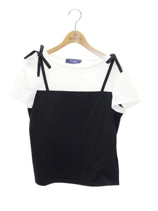 エムズグレイシー 115335 Tシャツ 38 ホワイト/ブラック バイカラー ITHOVA64H76Y