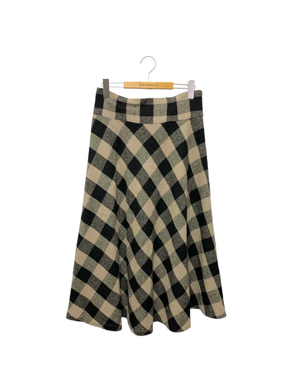 エムズグレイシー 417603 吊りスカート 40 ベージュ ウール混 チェック柄 フレア 肩紐付き IT0JQVV5UVQU