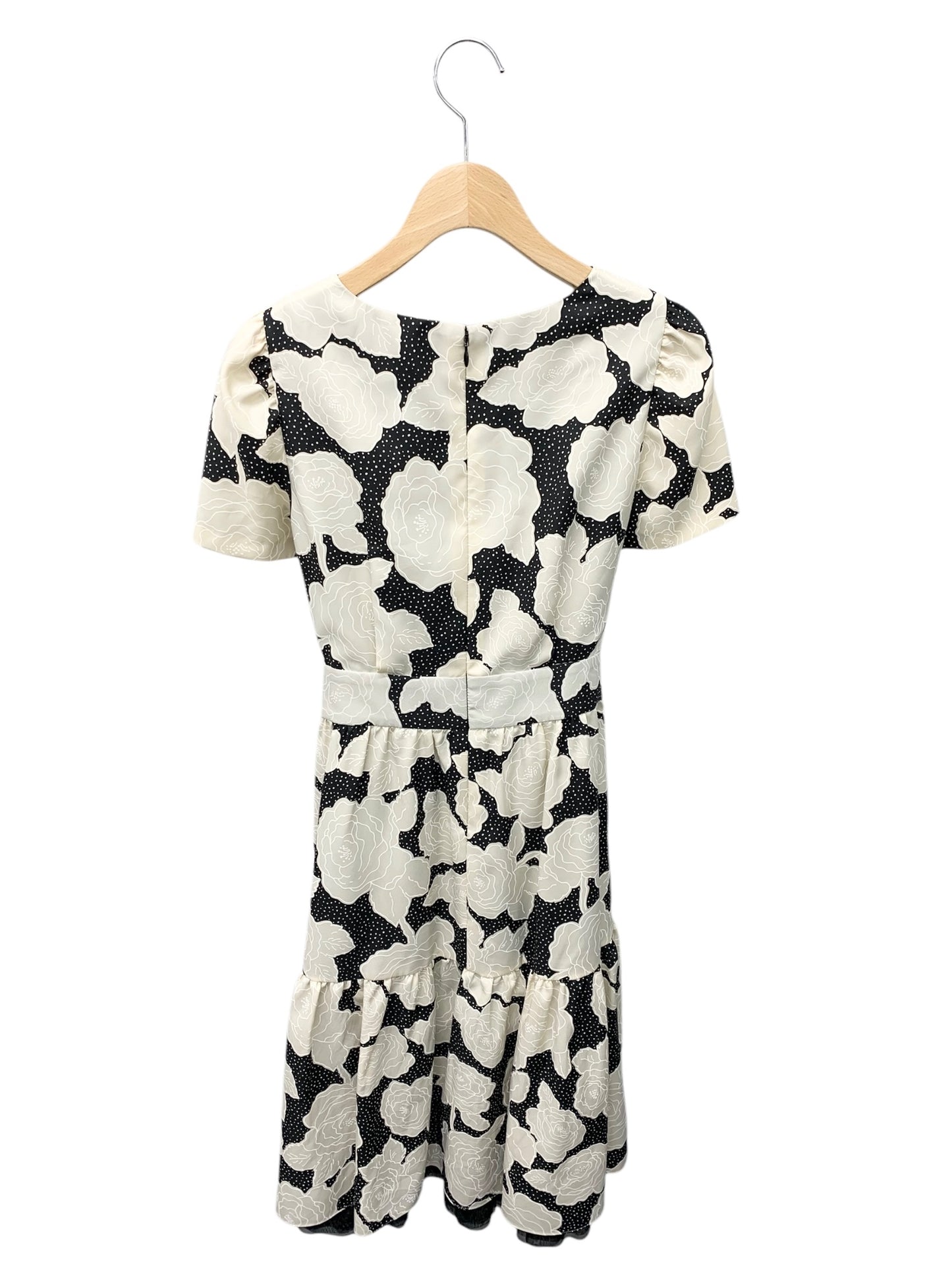 エムズグレイシー ローズプリントカシュクールドレス 011329 ワンピース 38 ベージュ ブラック フラワーモチーフ ITQH5URF4ZCG