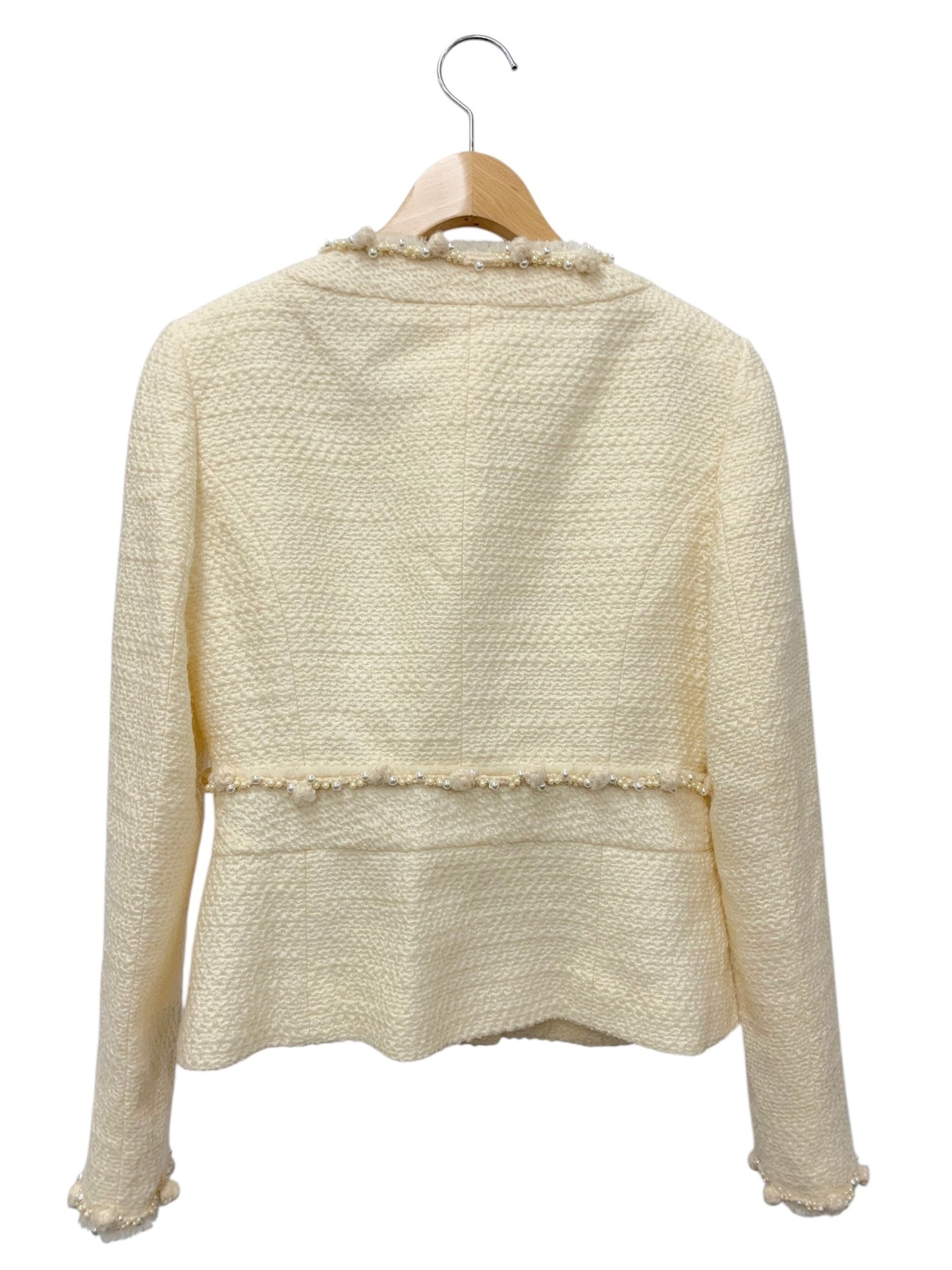 ルネ リミテッドエディション 6043550 ジャケット 36 アイボリー TISSUE ノーカラーツイード パール ITX410PHWV86