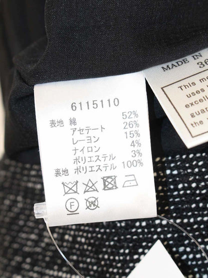 ルネ 6115110 パンツ 36 ブラック 7分丈 ツイード ワイド ITJ9R86IPTWW