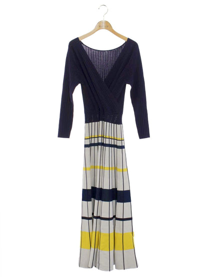 ダイアグラム 39133106-0 ワンピース 36 ネイビー カシュクール ニット IT1FUPB2S6ET