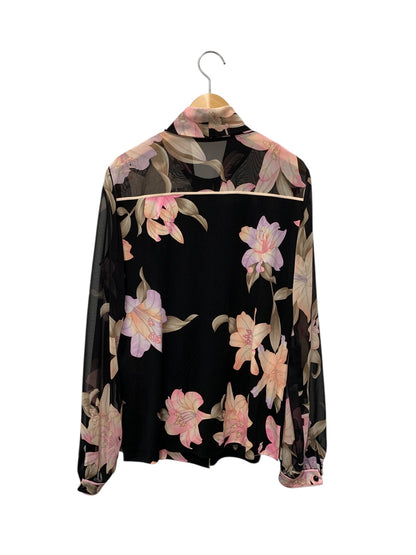 レオナールファッション 0149206 42 ブラック フラワープリント ボウタイブラウス ITLQKNU75P4E