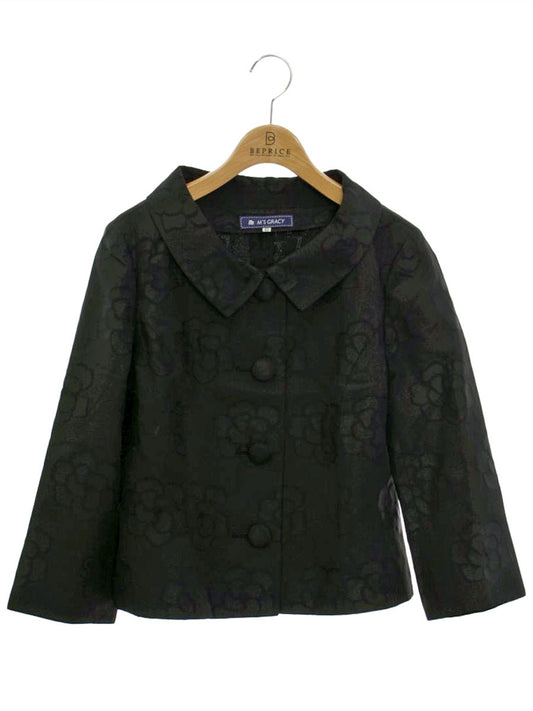 エムズグレイシー 924124 ジャケット 42 ブラック ブルゾン フラワーモチーフ IT8O37ZIHTPM