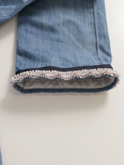 トゥービーシック W5R13-164-26 デニムパンツ 40 ブルー クロップド フリル IT36B84D8O1O