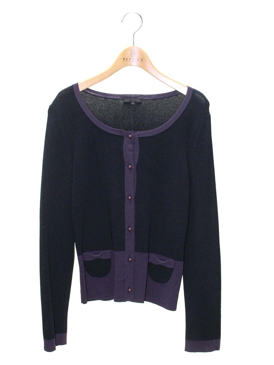トゥービーシック W5F15-691-28 カーディガン 2 ネイビー/パープル バイカラー リボン IT435FQRU3BE