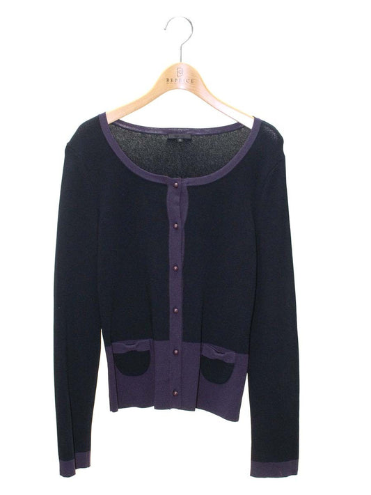 トゥービーシック W5F15-691-28 カーディガン 2 ネイビー/パープル バイカラー リボン IT435FQRU3BE