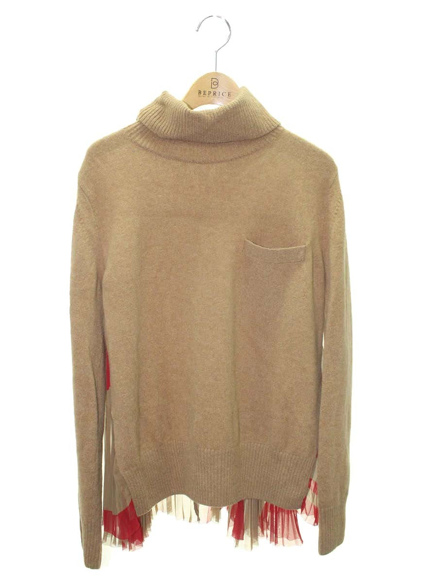 サカイ 19-04697 ニット 2 ブラウン プリーツ タートル IT32ZDWPTWTP