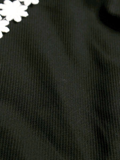 エムズグレイシー 321363 ワンピース 38 ブラック コットン フラワーモチーフ IT1SSGCCO42I