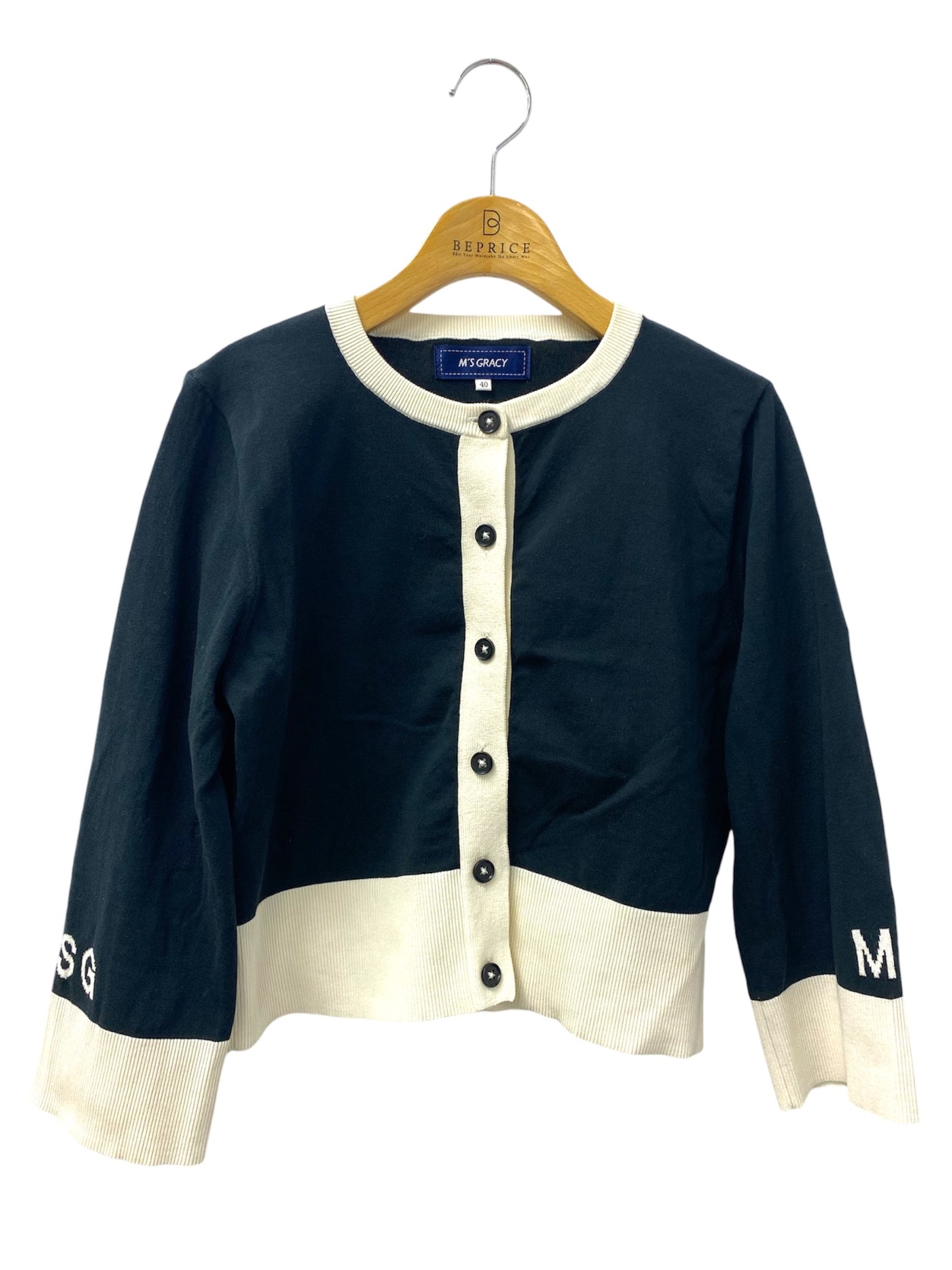 エムズグレイシー Logo Cardigan 918303 カーディガン 40 ブラック IT8T3UETYABS