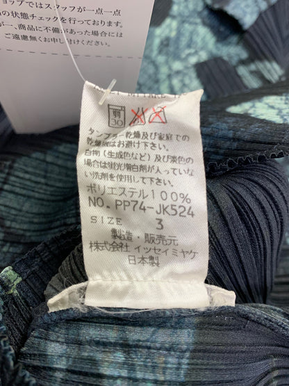 プリーツプリーズ イッセイミヤケ PP74-JK524 97AW 総柄 長袖シャツ 3 ダークネイビー マルチカラー ITQ010HI4GYA