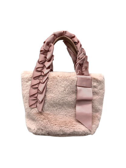 エムズグレイシー 394510 ハンドバッグ ピンク エコファー リボンハンドル ラインストーン ITJSAR0PD49I