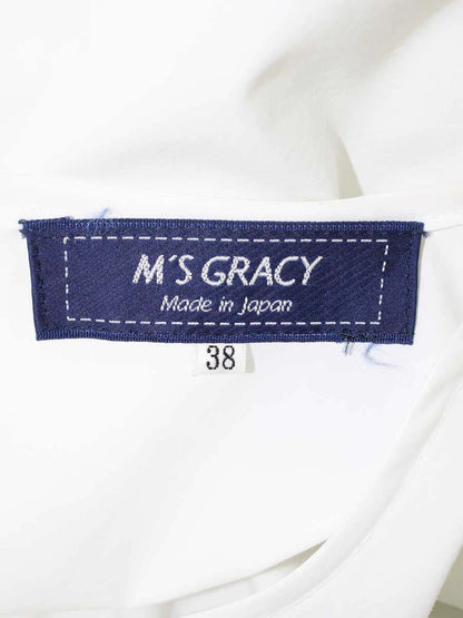 エムズグレイシー 410103 カットソー 38 ホワイト フラワーモチーフ パフスリーブ ITSN1XX33288