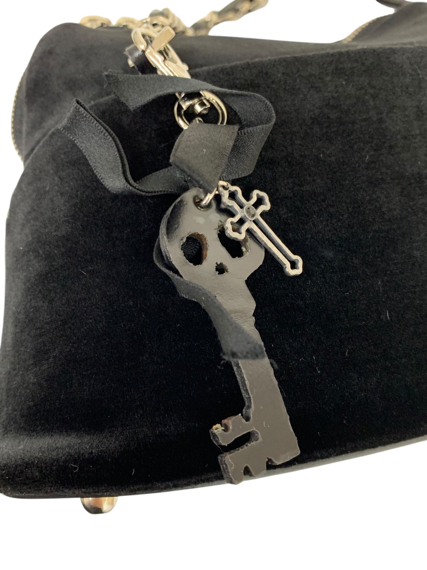 フォクシーブティック マカロンバッグ ブラック ベロア チェーン IT2QN91IWPH8