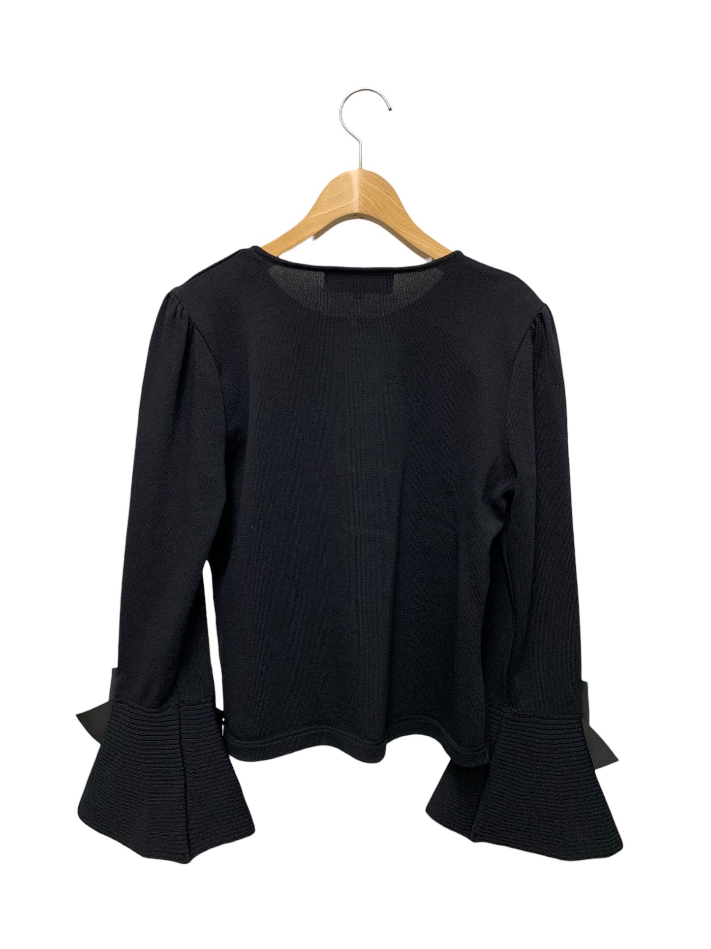 エムズグレイシー 318101 カーディガン 40 ブラック ジップアップ 袖リボン ITJXQFPODRY0