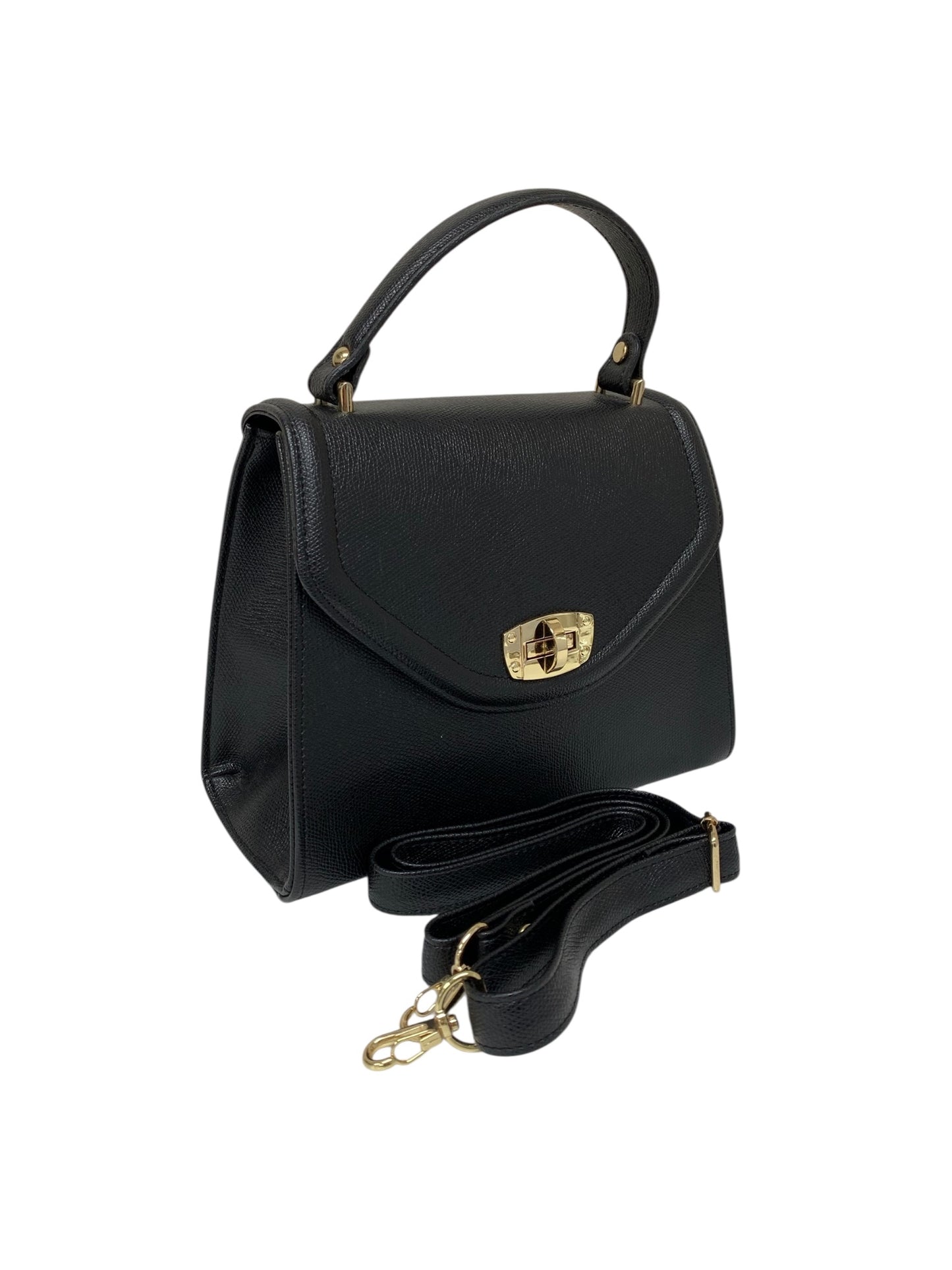 エムズグレイシー 674511 ハンドバッグ ブラック 台形 フラップ レザー 2WAY ITDDSYM4V9XH 【SALE】