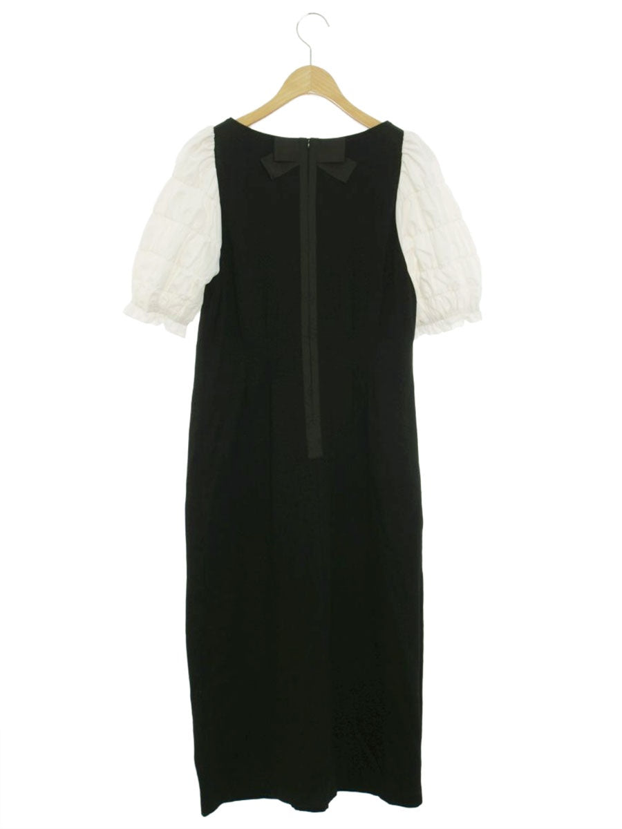 エムズグレイシー 311377 ワンピース 38 ブラック ギャザー リボン ITM35Q1QU95O