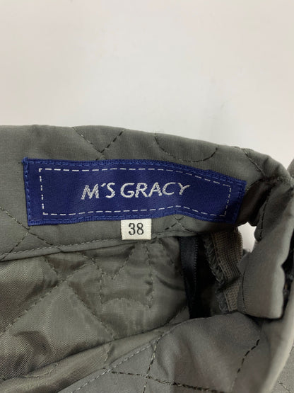 エムズグレイシー カメリアｘリボン柄キルティングフレア 417613 スカート 38 グレー ITW9BUKDG8V4