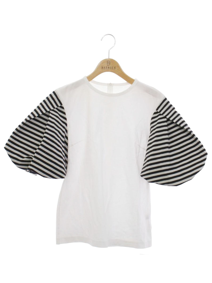 ボーダーズアットバルコニー BD2211-2C-13 Tシャツ カットソー 38 ホワイト パフスリーブ ITQQD0UV317P 【SALE】