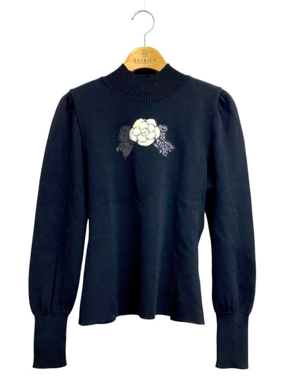 エムズグレイシー Camellia Motif Knit 818568 ニット セーター 40 ブラック フラワーモチーフ スパンコール ITZUH66VQJYG