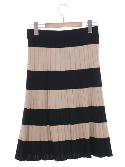 トゥービーシック W5S08-219-05 スカート 40 ベージュ ブラック ニット ボーダー ITFPXLKI7MSS