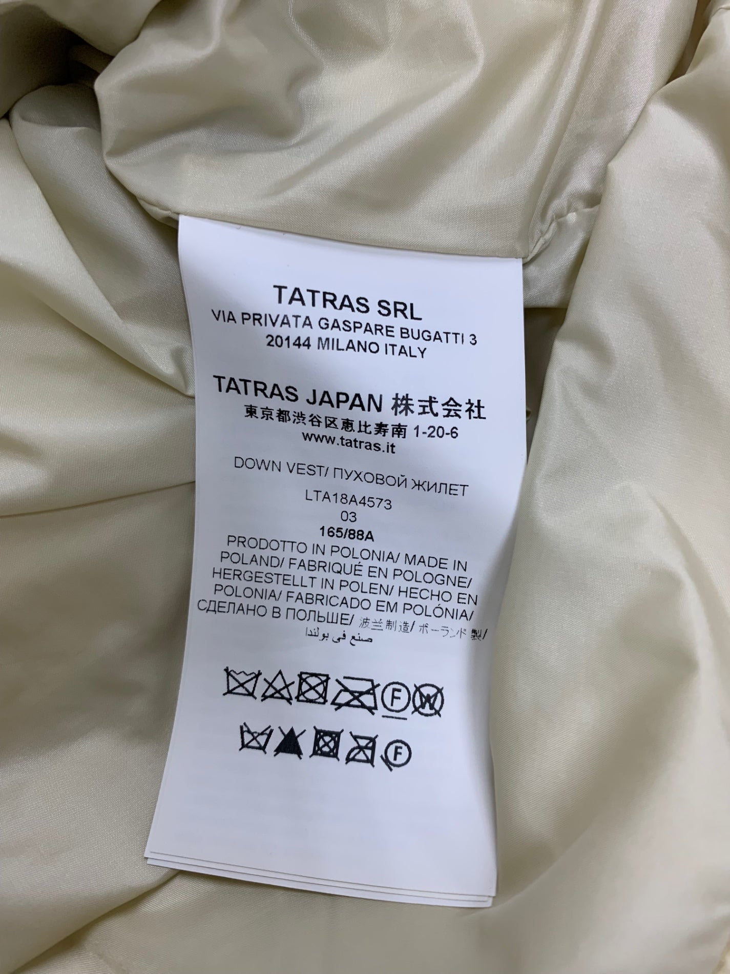 タトラス ORSIERA LTA18A4573 ダウンベスト 03 アイボリー ラクーンファー IT78OO0B4HG4